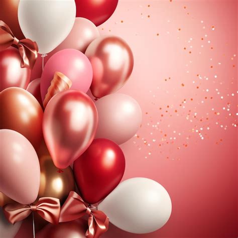 Premium AI Image | A pink and gold background with a bunch of balloons ...