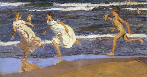 Running along the beach, 1908 - Joaquín Sorolla - WikiArt.org