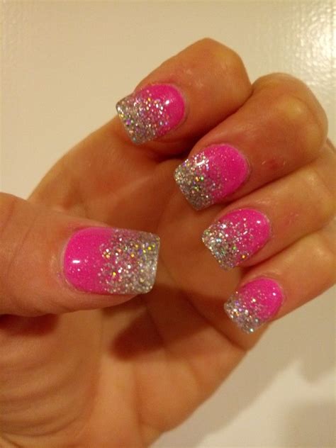 Neon Pink Hot Pink Coffin Nails With Glitter - Beautiful and simple butterfly nails french ...