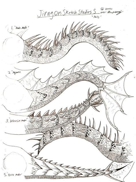 Jiragon Sketch Study Tails by RenDragonClaw on deviantART | Creature ...