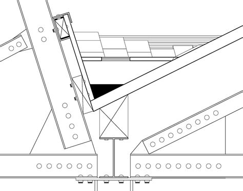 an architectural drawing of the roof section of a building that is being constructed with metal ...