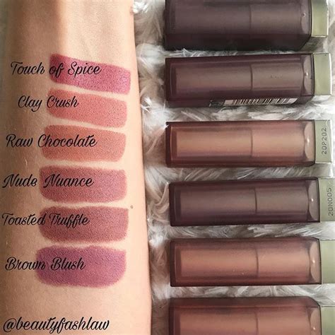 Maybelline Matte Lipstick Nude Swatches Touch of Spice Clay Crush Raw ...