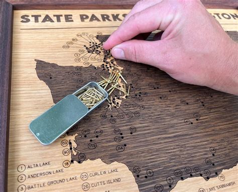 Washington State Parks Push Pin Map Wooden Travel Tracker Map | Etsy