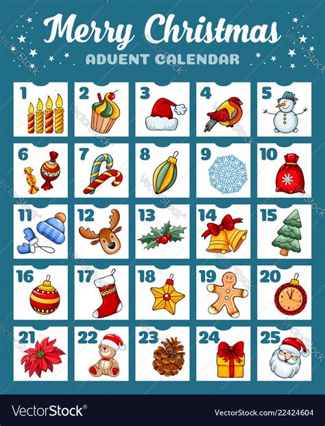 Christmas advent calendar Royalty Free Vector Image