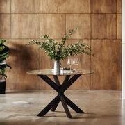 Bella Round Glass Dining Table | Black Hardwood Frame | ArchiPro AU