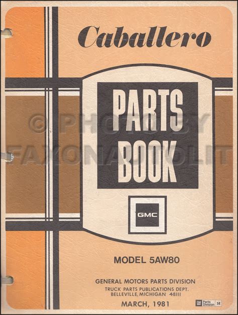 1978-1981 GMC Caballero Parts Book Original