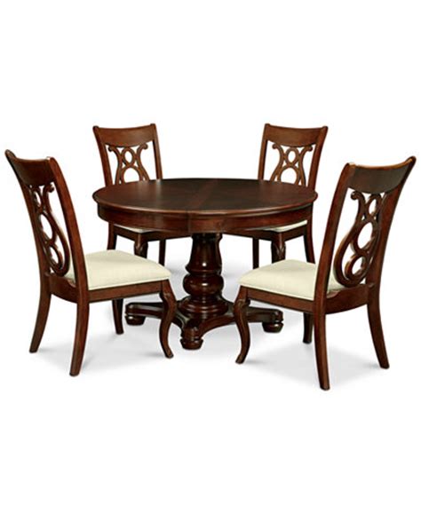 Bordeaux Pedestal Round 5-Pc. Dining Room Set (Dining Table & 4 Side Chairs) - Furniture - Macy's
