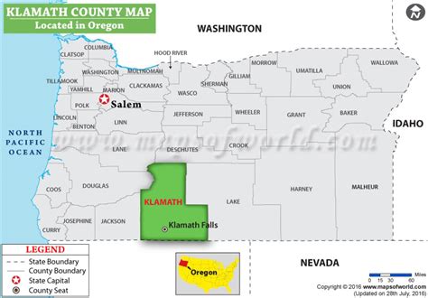 Klamath County Map, Oregon