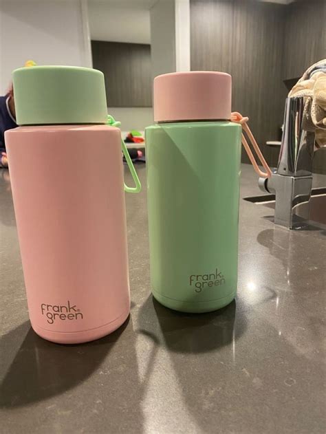 Frank Green Reusable Ceramic Bottle with Straw, 1 L Capacity, Neon Pink | Green water bottles ...