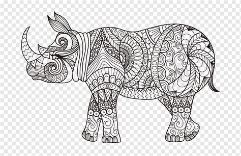 Javan rhinoceros Coloring book Drawing, Rhino linear Painting, watercolor Painting, mammal ...