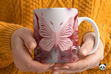 3D Pink Butterfly Mug Wrap Sublimation Graphic by Pandastic · Creative Fabrica