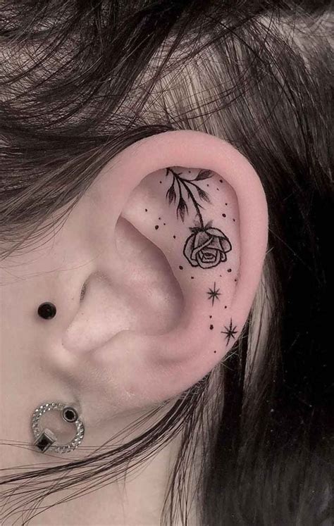 Behind The Ear Rose Tattoos