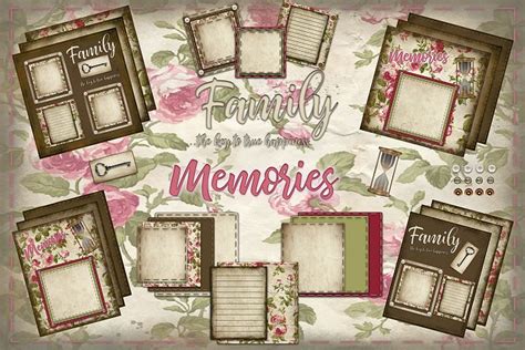 41pc's Family Memories Ready-Made and DIY Pages Scrapbooking (119210) | Elements | Design ...