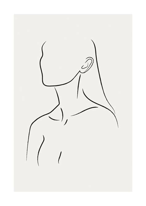 Neckline Poster | Embroidered canvas art, Silhouette drawing, Line art ...