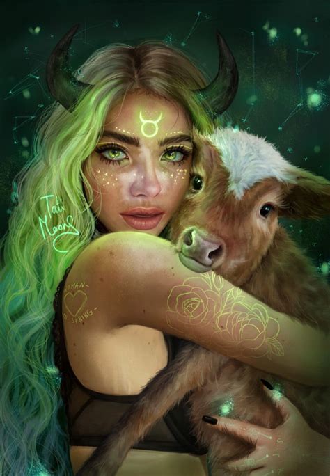 ArtStation - Taurus, Tati Moons Moon Zodiac, Zodiac Art, Zodiac Signs, Taurus Art, Taurus Zodiac ...