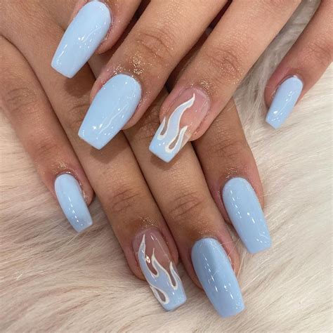 Baby Blue Nail Ideas Coffin Shape - Desaba Fesbynina