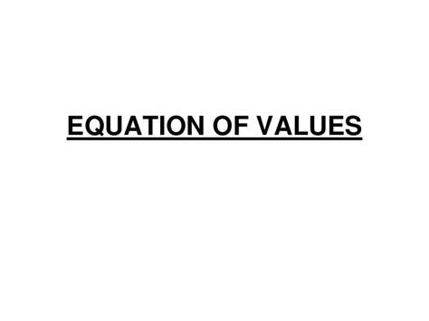 Equation Of Value