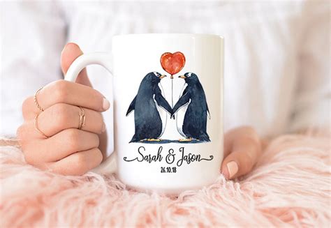 Penguin Mug, Personalized Coffee Mug for Couple Custom Name Coffee Mug ...