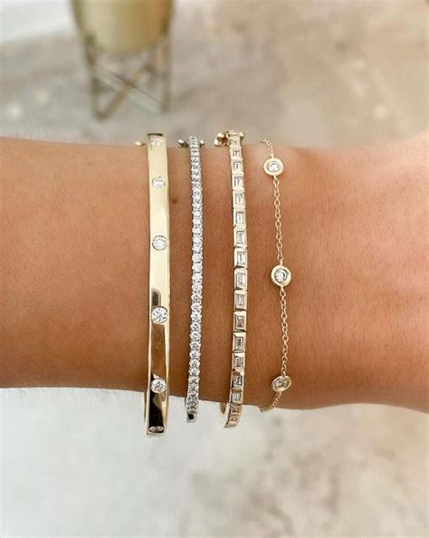 White Gold Bracelets Designs | Wrist jewelry, Gold bracelets stacked ...