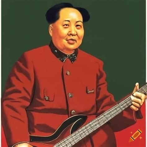 Portrait of mao zedong with a guitar on Craiyon