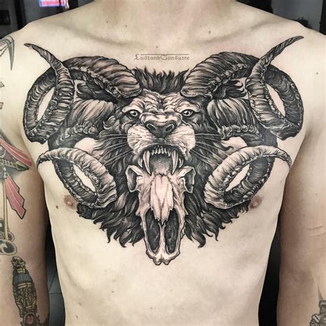 Lionand ram chimera Tattoo by @thistleandsnowstudio (@lustandconsume) on Instagram: “Chimera for ...