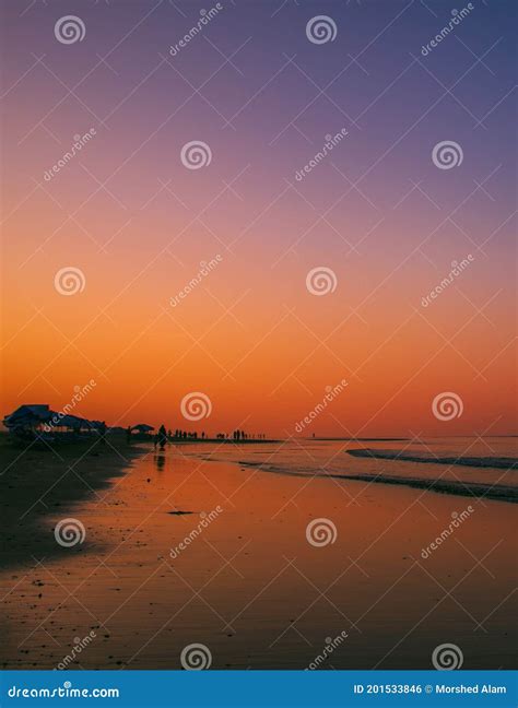 Sunrise on Cox`s Bazar Sea Beach Stock Photo - Image of umbrella, scene: 201533846