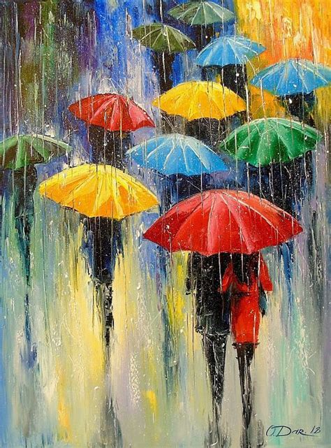 Olha Darchuk, Rain | Pintura de chuva, Pintura com espátula, Pintura abstrata