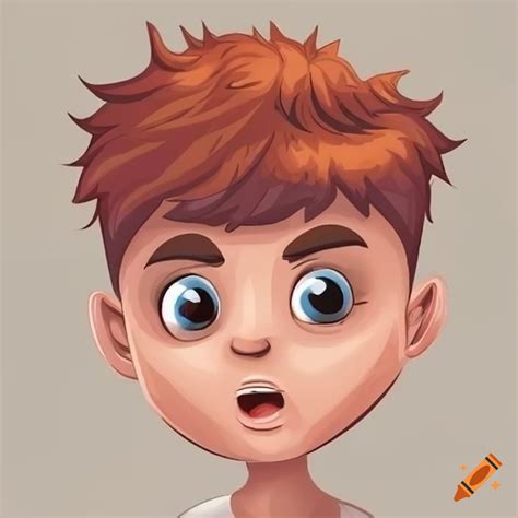 Cartoon-style illustration of a surprised boy