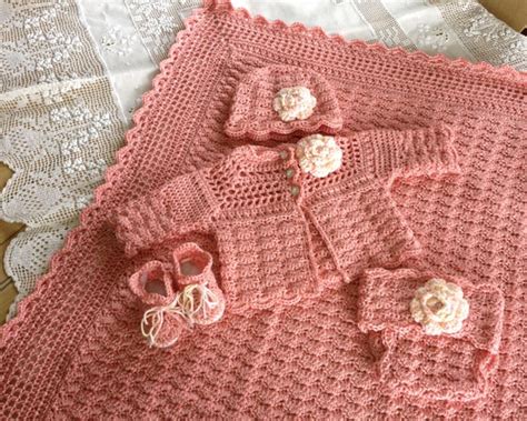 Crochet Pattern Baby Layette 5 Pieces Blanket Sweater | Etsy