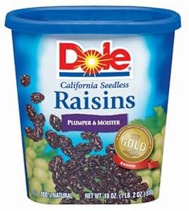 Amazon.com : Dole Raisins, 18 oz : Raisins Produce : Grocery & Gourmet Food