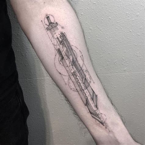 Deconstructed pen/sword ⚔️ | Geometric tattoo, Tattoos, Watercolor tattoo