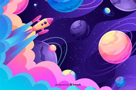 Fondo espacio colorido degradado con un cohete vector gratuito | Ilustración del espacio, Arte ...