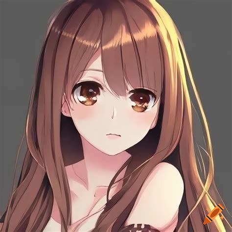 Anime girl with brown eyes and brown long hair