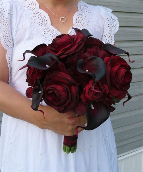 Wedding Bouquet Red Black Bridal Bouquet Real Touch Calla - Etsy Canada