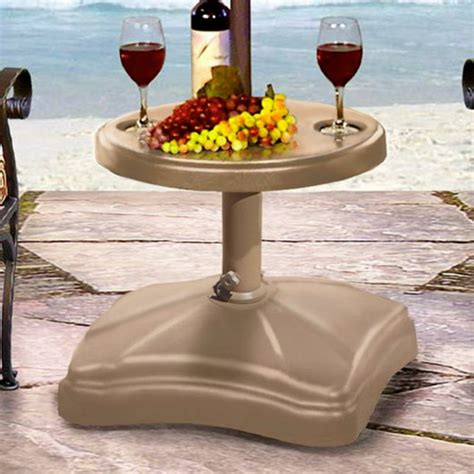 Shademobile Rolling Umbrella Stand and Accessory Table, Sand - Walmart ...