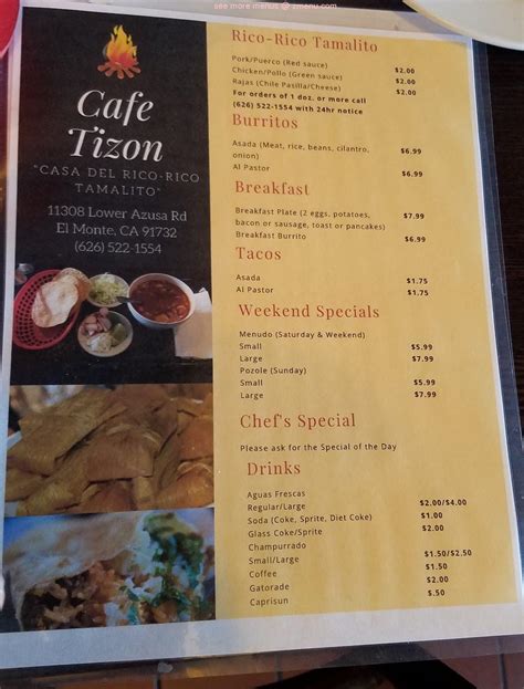 Online Menu of Cafe Tizon Restaurant, El Monte, California, 91732 - Zmenu