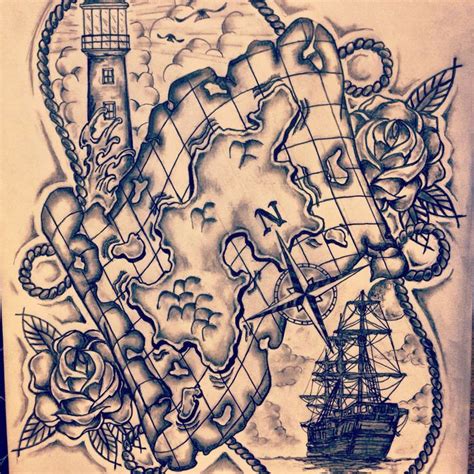 Pin by jason weaver on Yo ho ho | Map tattoos, Nautical tattoo, Pirate ...