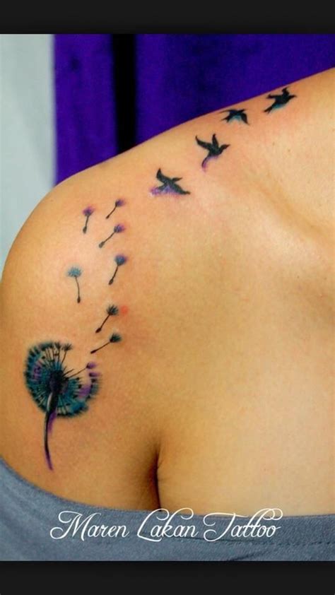 dandelion clocks | Cool shoulder tattoos, Dandelion tattoo design, Dandelion tattoo