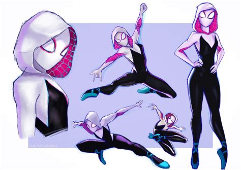 Some fan art sketches of SpiderGwen inspired by the new Spiderverse movie 😍💜 : r/Marvel