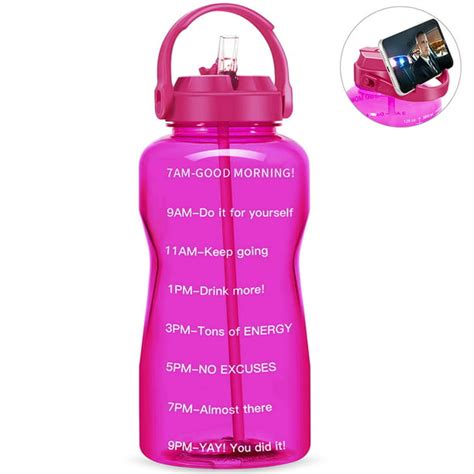 QuiFit Motivational Gallon Water Bottle - with Straw & Time Marker BPA Free 128 oz Large Water ...