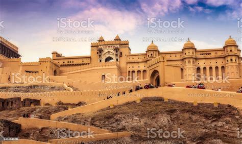 Historic Amber Fort Jaipur Rajasthan Exterior Architecture Structure Stock Photo - Download ...