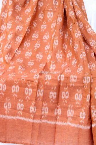 Orange and White Round Ikkat Cotton Handloom Fabric at Rs 500/meter | सूती का हथकरघा कपडा in ...