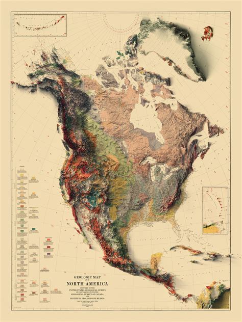 North America Map North America Relief Map North America - Etsy