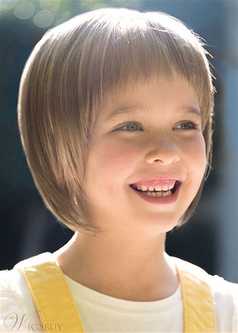 Kids Short Bob Hair Cut Straight Human Hair With Bangs Child Wig 10 ...