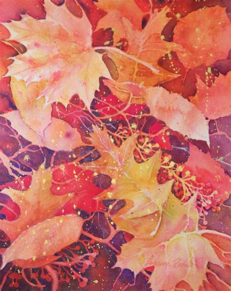 watercolor painting of autumn leaves