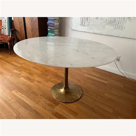 Organic Modernism White Marble Tulip Dining Table - AptDeco