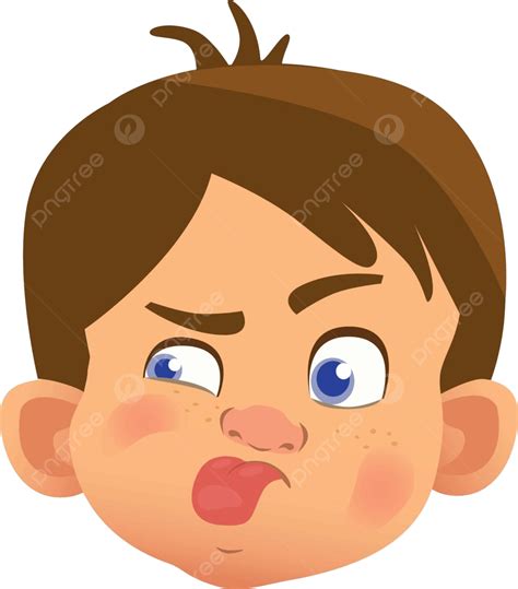 Caucasian Boy Character Face Facial Tongue Vector, Face, Facial, Tongue PNG and Vector with ...