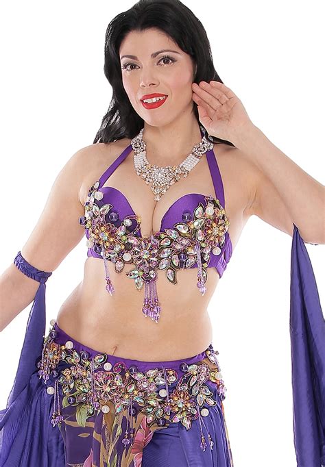 Professional Belly Dance Costume from Egypt Purple Floral