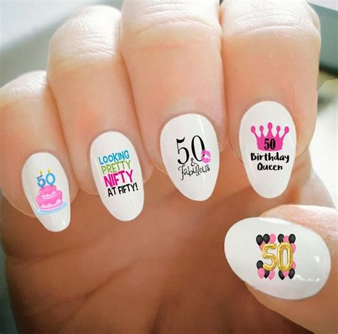 Nail Decals 50th Birthday Nail Decals Happy Birthday Fifty - Etsy | Birthday nails, Birthday ...