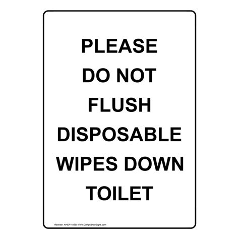 Portrait Please Do Not Flush Disposable Wipes Sign NHEP-18565